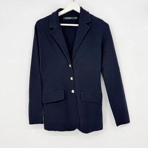 Lauren Ralph Lauren Sweater-Knit Blazer Navy Blue Size M